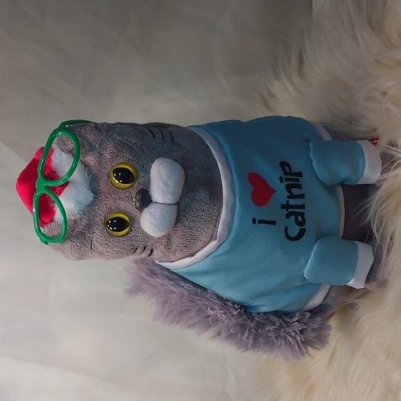 Dancing Nerd Cat with glasses and I love catnip shirt - Picture 3 of 12